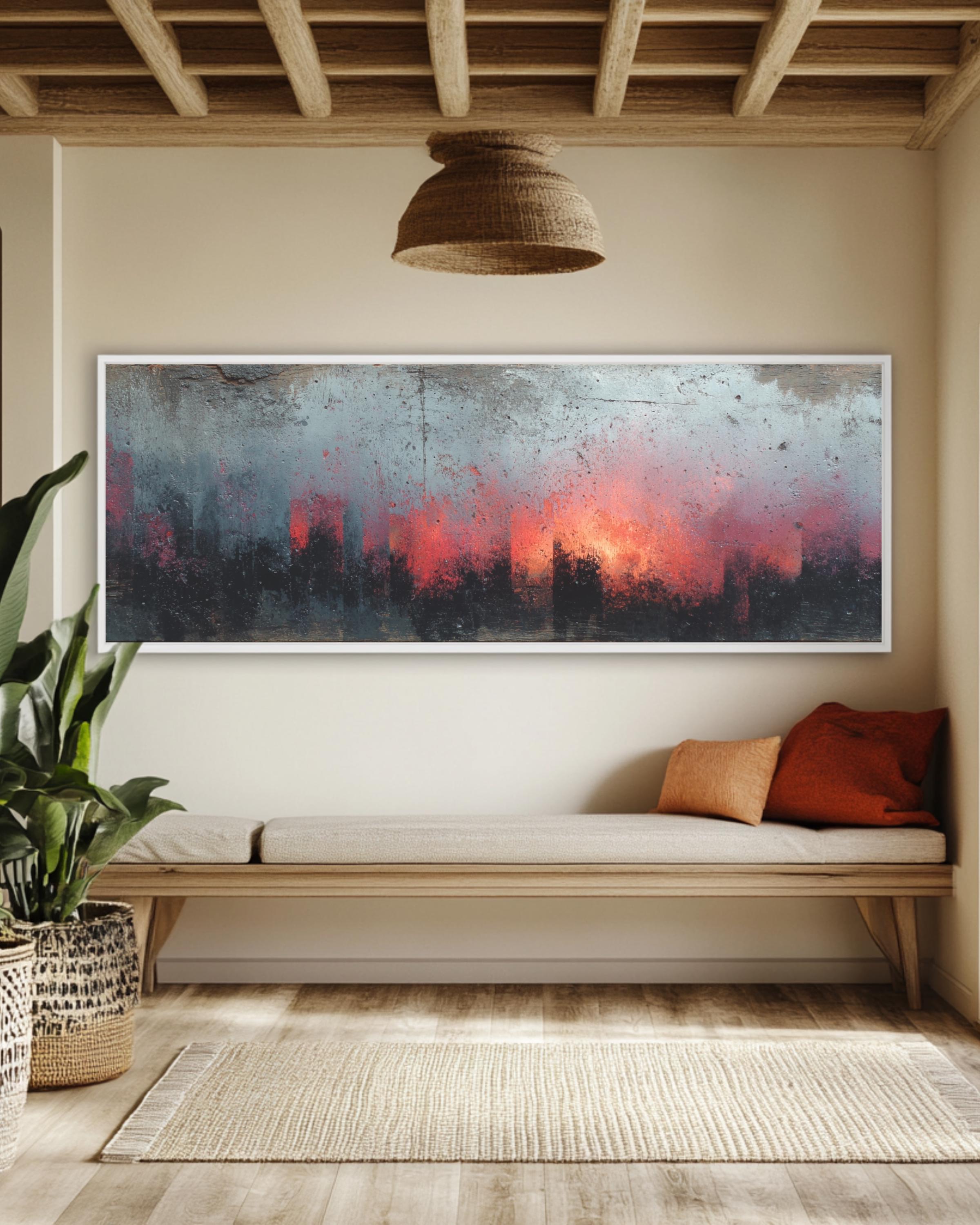 Abstract Rustic Panoramic Canvas Art: Modern Farmhouse Wall Decor