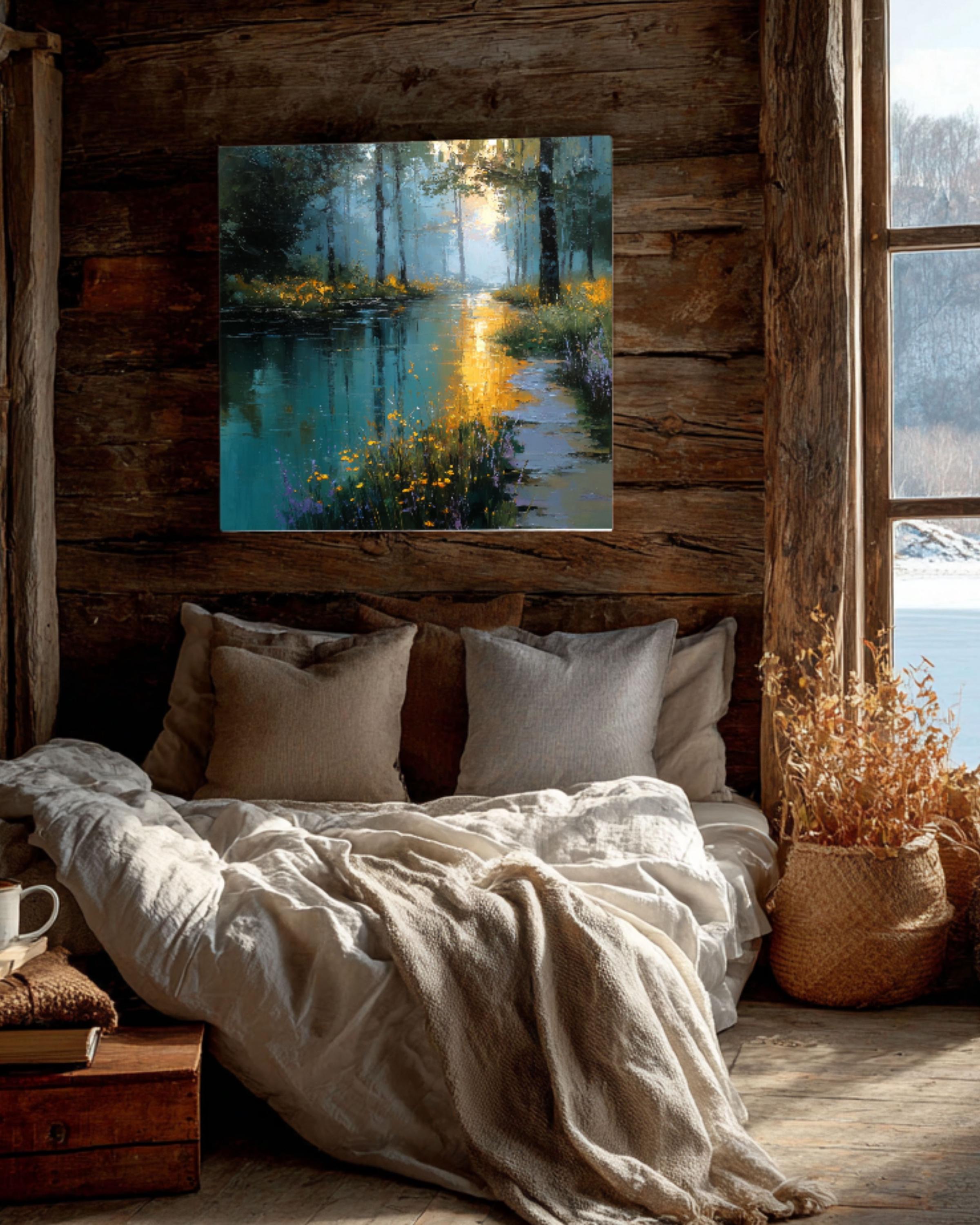 Abstract Forest Painting: Rustic Modern Canvas Wall Art