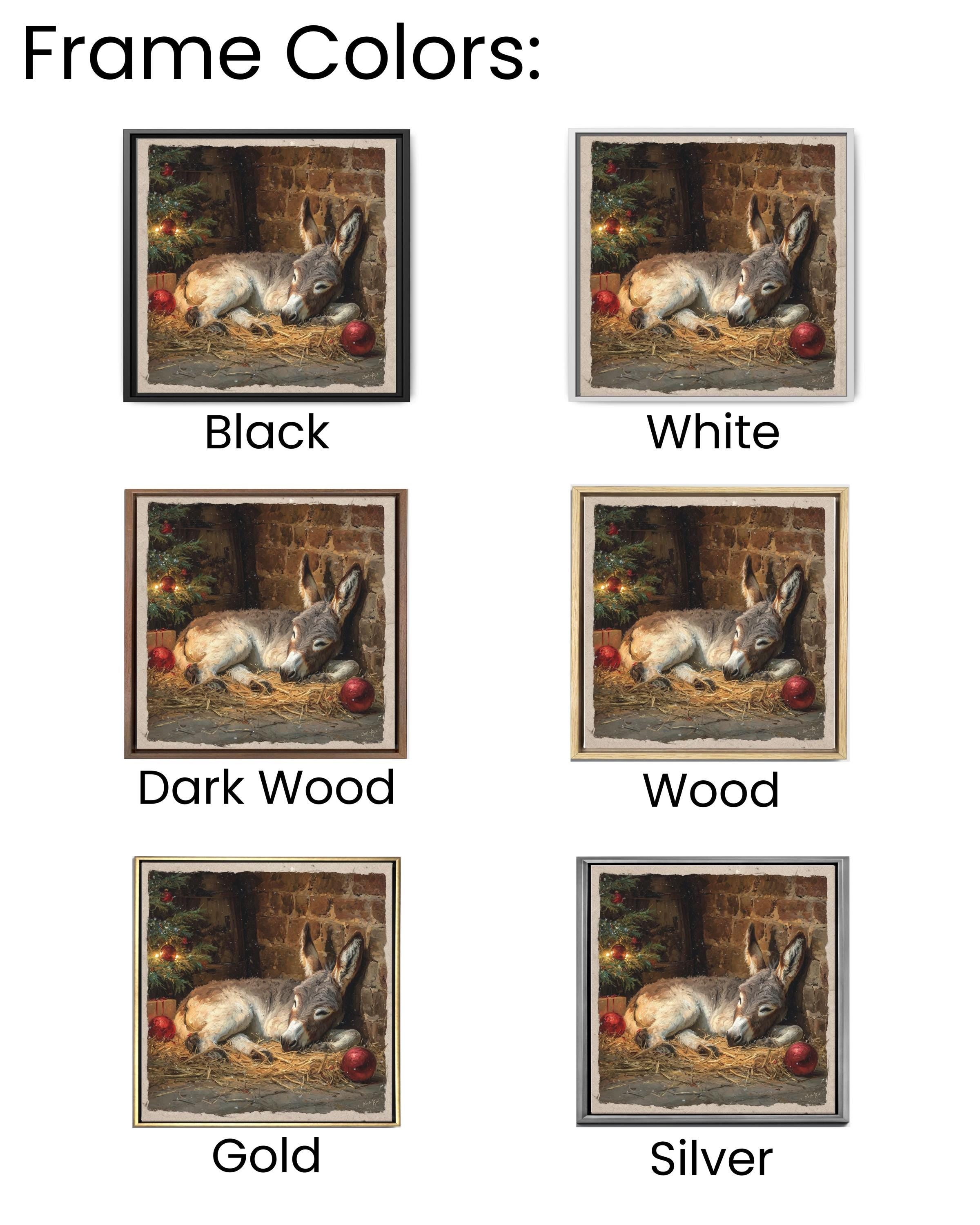 Christmas Nativity Canvas Art: Sleeping Donkey, Rustic Farmhouse Holiday Decor