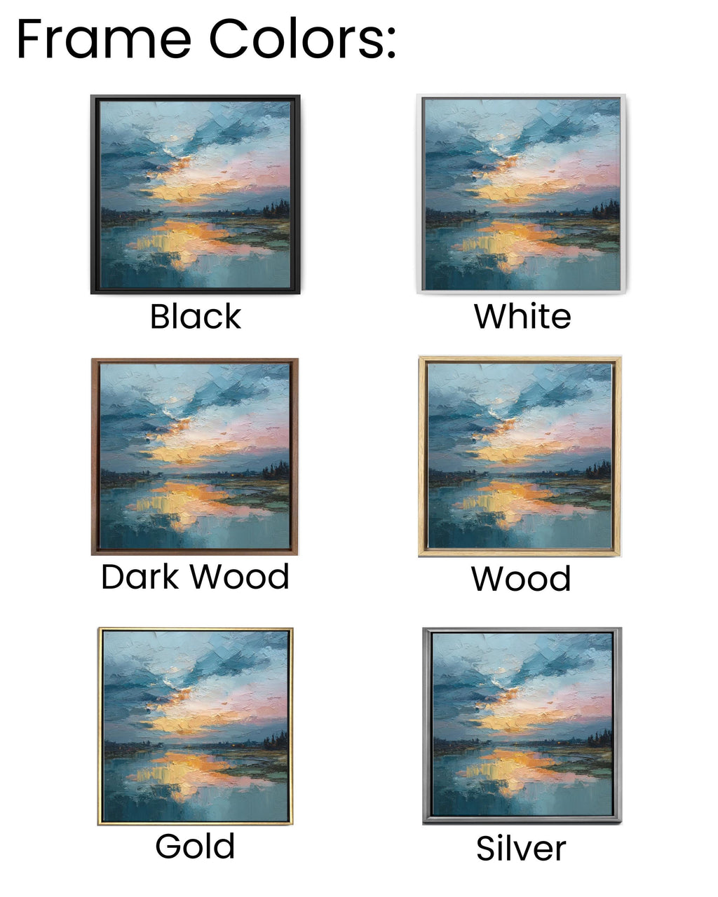 Abstract Lake Canvas Art: Rustic Nature Landscape Painting