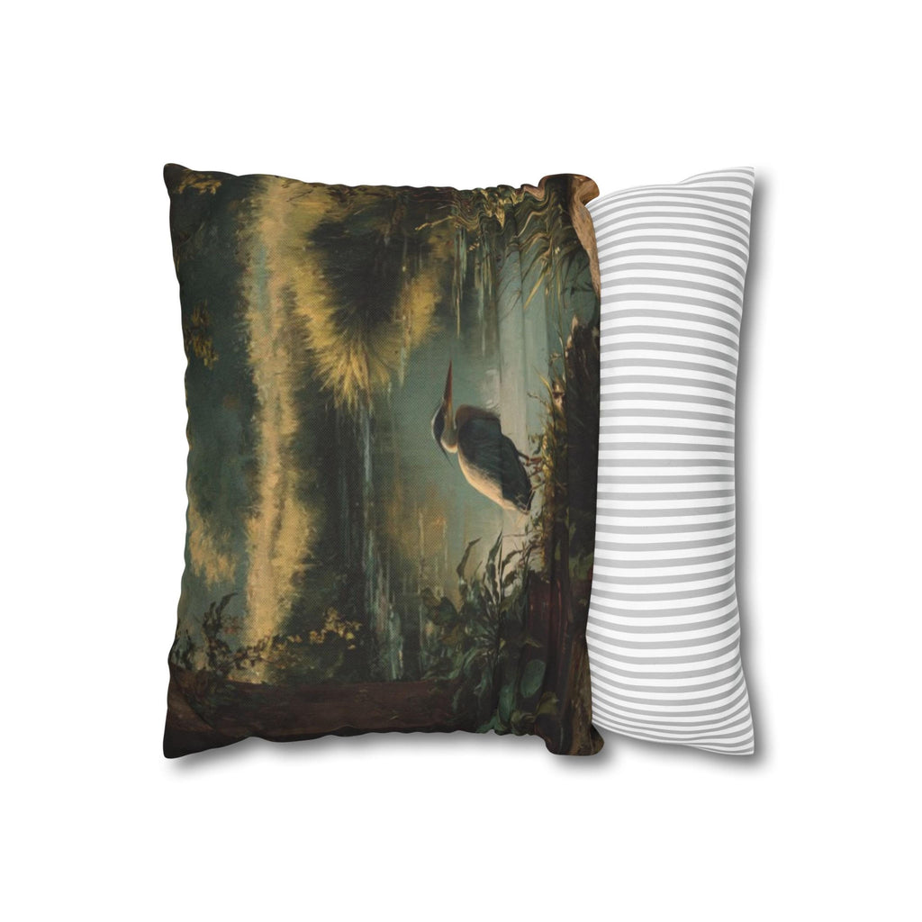 Rustic Heron Throw Pillow: Vintage Style Nature Cushion