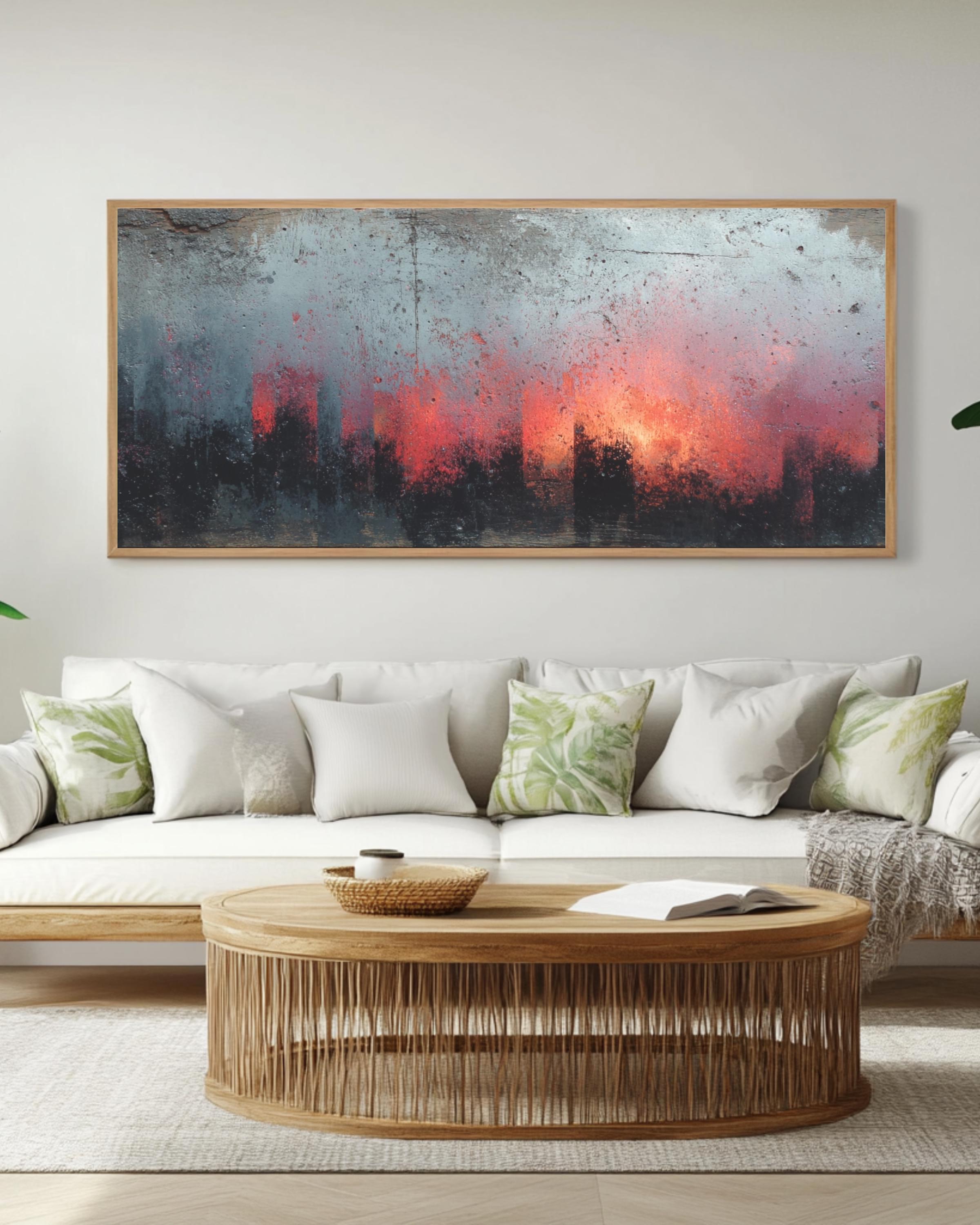 Abstract Rustic Panoramic Canvas Art: Modern Farmhouse Wall Decor