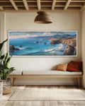 Abstract Ocean Seascape Canvas Art: Modern Coastal Cliff Painting