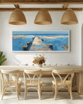 Abstract Beach Scene Painting: Rustic Coastal Panoramic Canvas Art