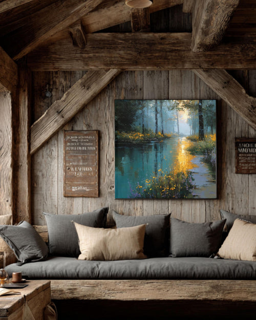 Abstract Forest Painting: Rustic Modern Canvas Wall Art