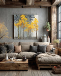Abstract Forest Trees Canvas Art: Rustic Nature Painting, Ready to Hang