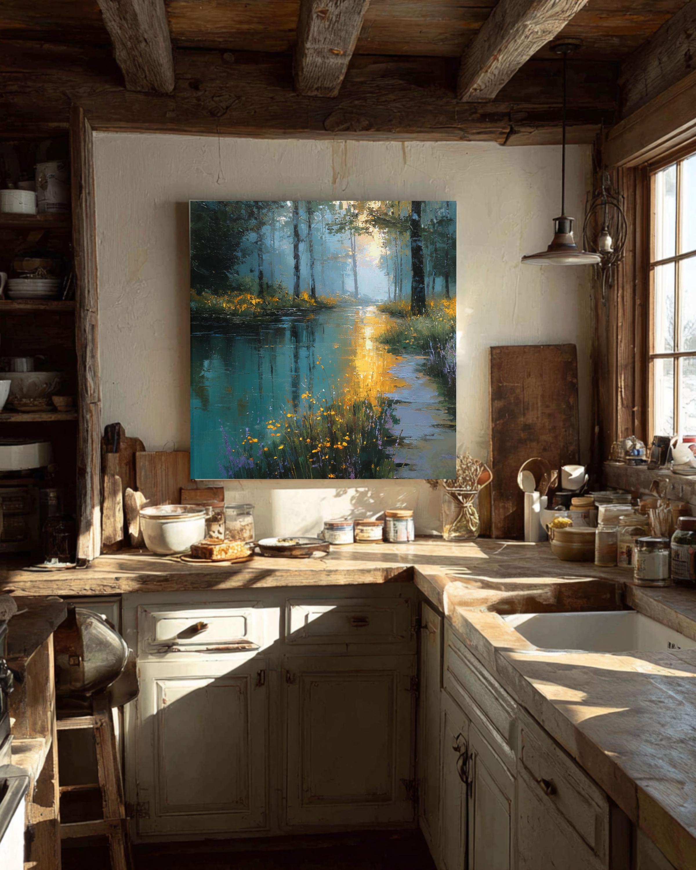 Abstract Forest Painting: Rustic Modern Canvas Wall Art