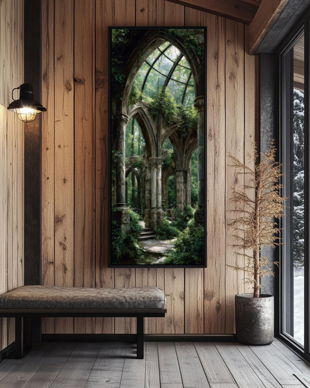 Abandoned Temple Canvas Art  Ivy Covered Columns, Hulanceton Style
