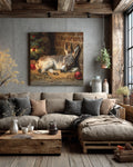 Christmas Nativity Canvas Art: Sleeping Donkey, Rustic Farmhouse Holiday Decor