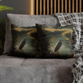Rustic Heron Throw Pillow: Vintage Style Nature Cushion