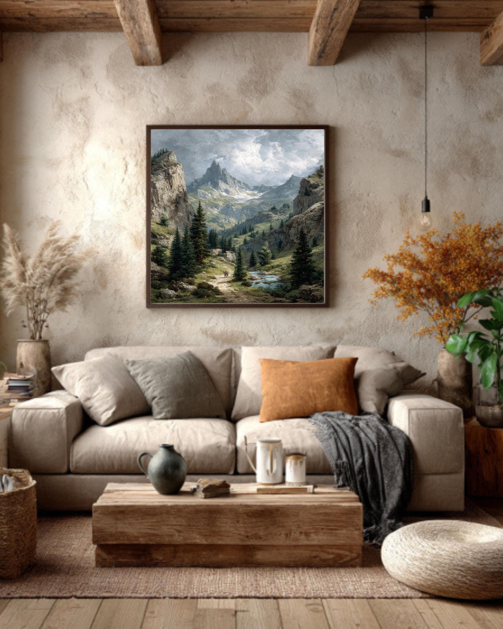 Alpine Valley Canvas Art  Gustave Doré Style Mountain Landscape
