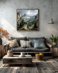 Alpine Valley Canvas Art  Gustave Doré Style Mountain Landscape