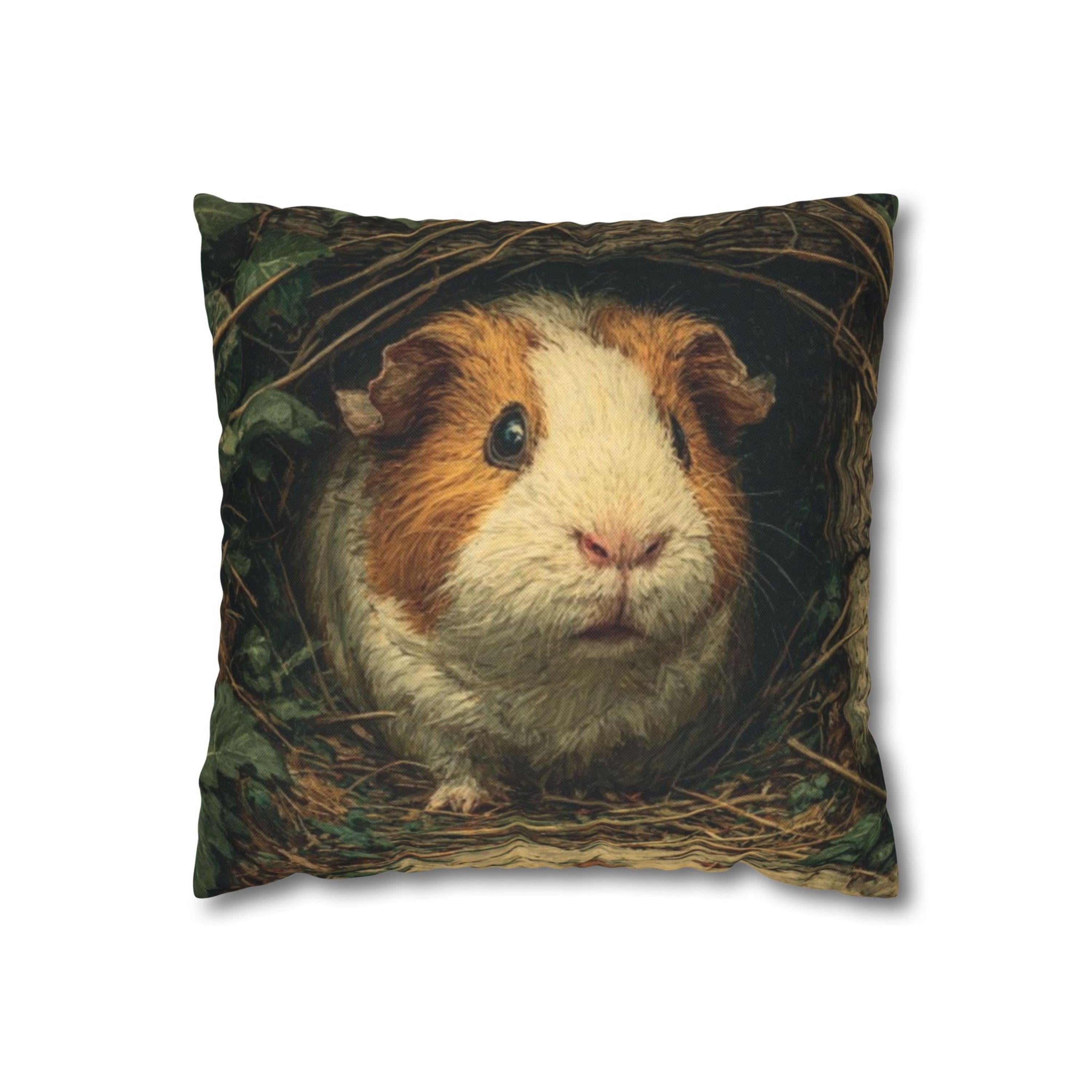 Guinea Pig Burrow Throw Pillow  Rustic Farmhouse Décor