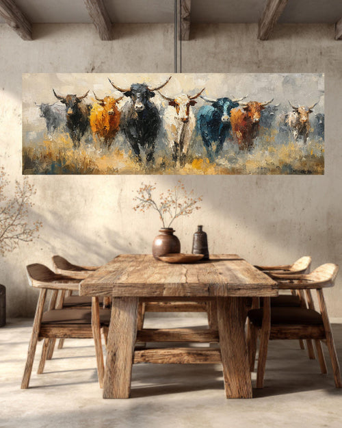 Abstract Cow Canvas Print  Impasto Farmhouse Wall Decor