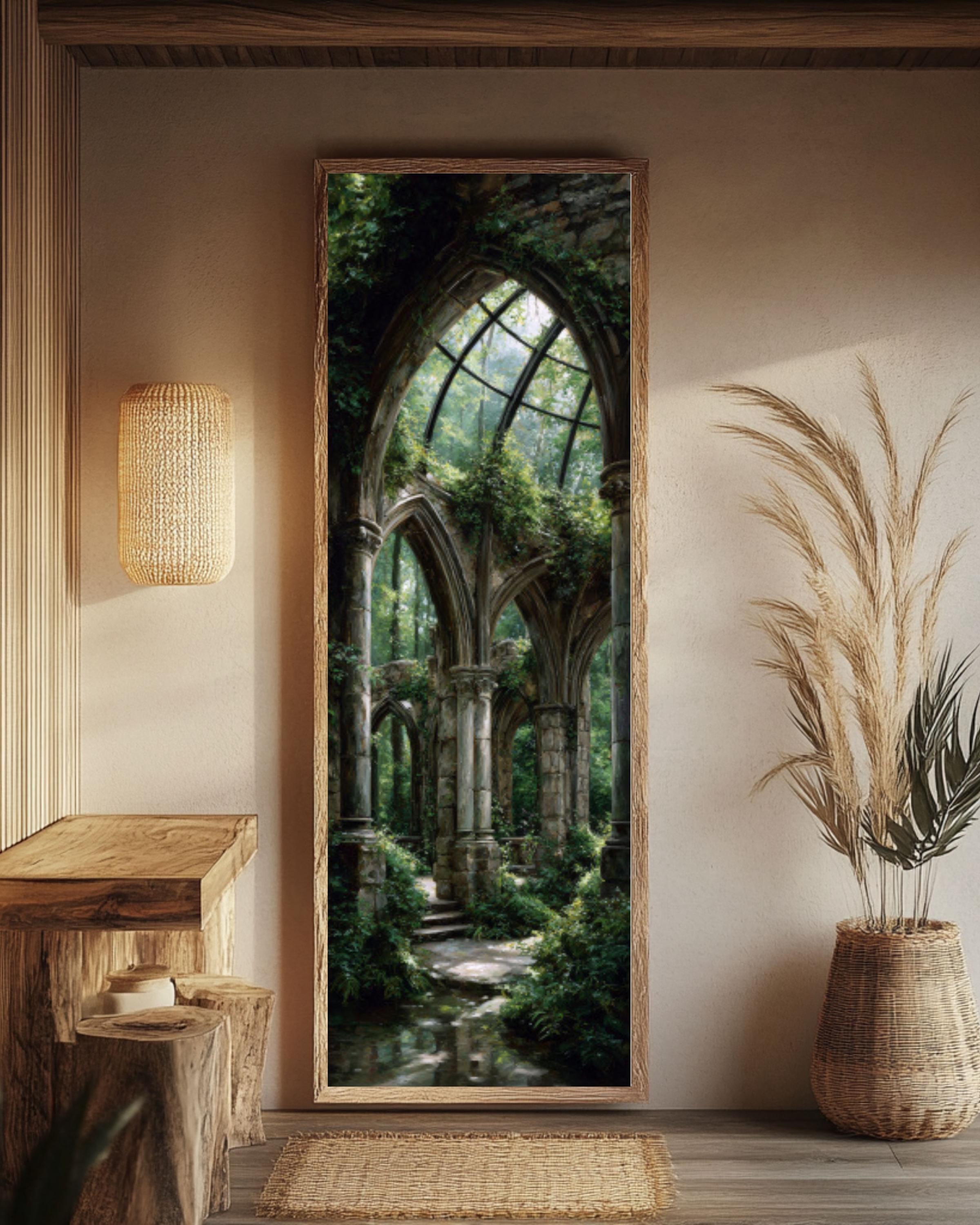 Abandoned Temple Canvas Art  Ivy Covered Columns, Hulanceton Style