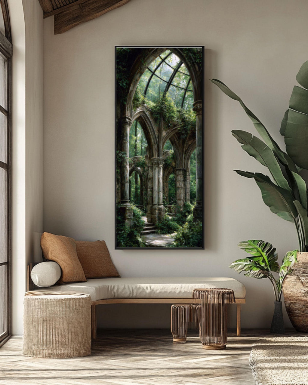 Abandoned Temple Canvas Art  Ivy Covered Columns, Hulanceton Style