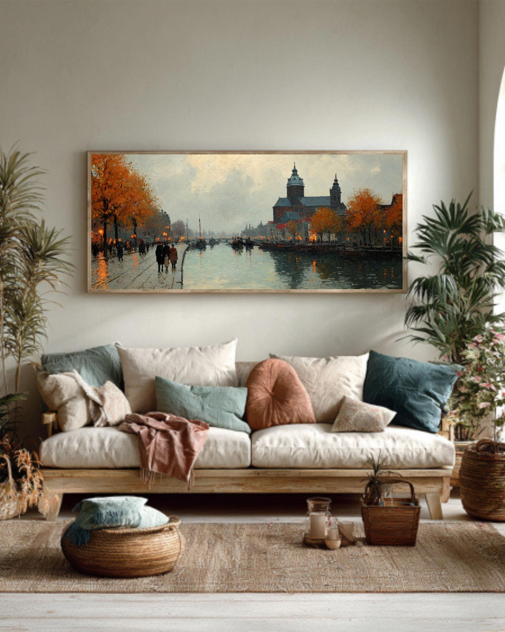 Amsterdam Canal Autumn Canvas Art  James Wilson Morrice Style