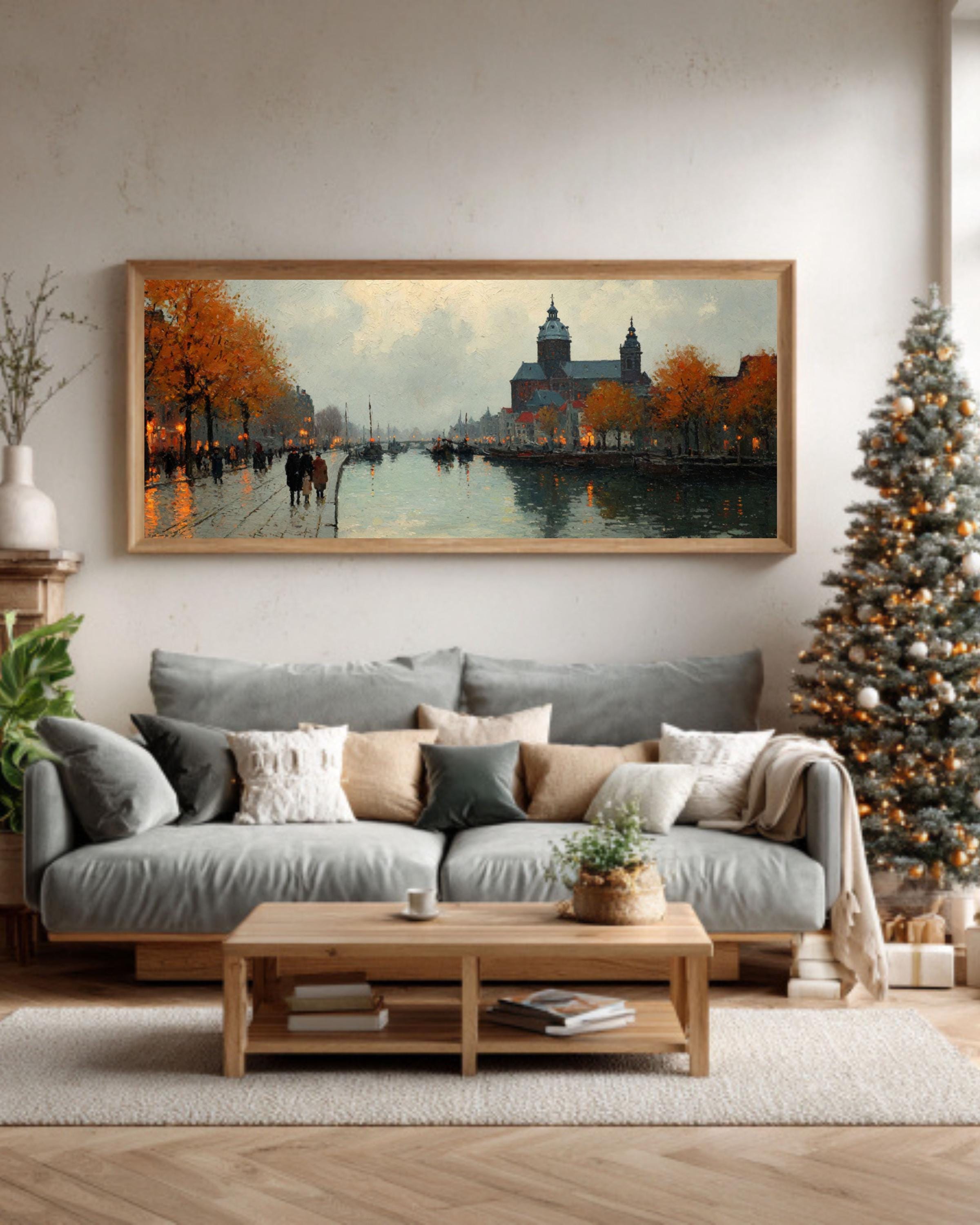 Amsterdam Canal Autumn Canvas Art  James Wilson Morrice Style