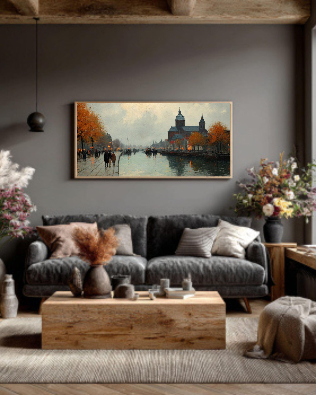 Amsterdam Canal Autumn Canvas Art  James Wilson Morrice Style