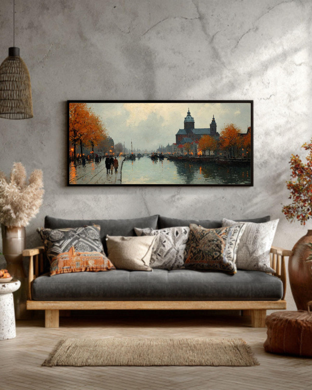 Amsterdam Canal Autumn Canvas Art  James Wilson Morrice Style