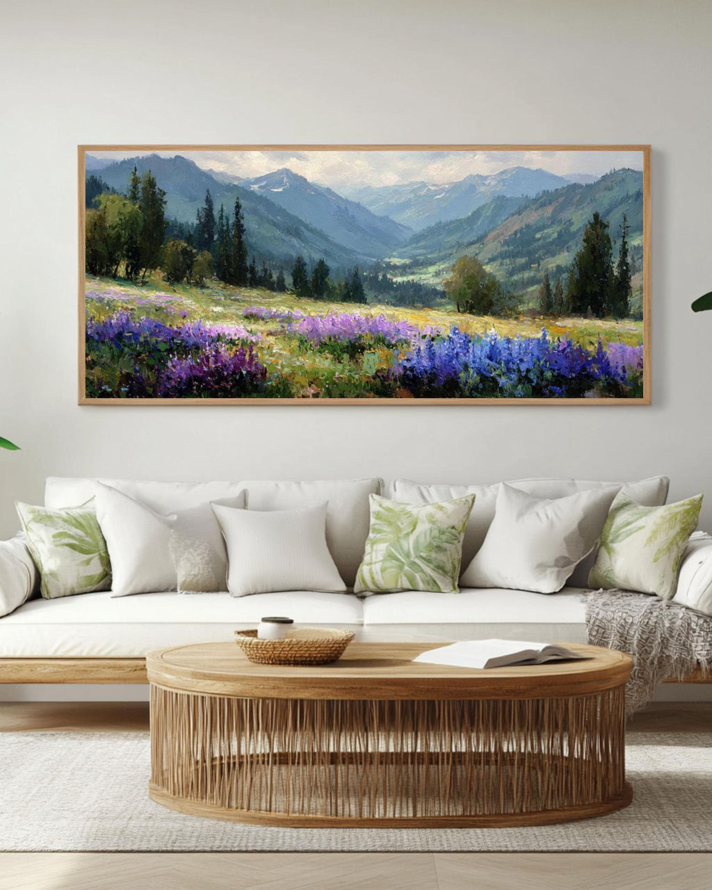 Alpine Meadow Canvas Art  Purple Wildflower Mountain Landscape