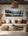 Alpine Meadow Canvas Art  Purple Wildflower Mountain Landscape