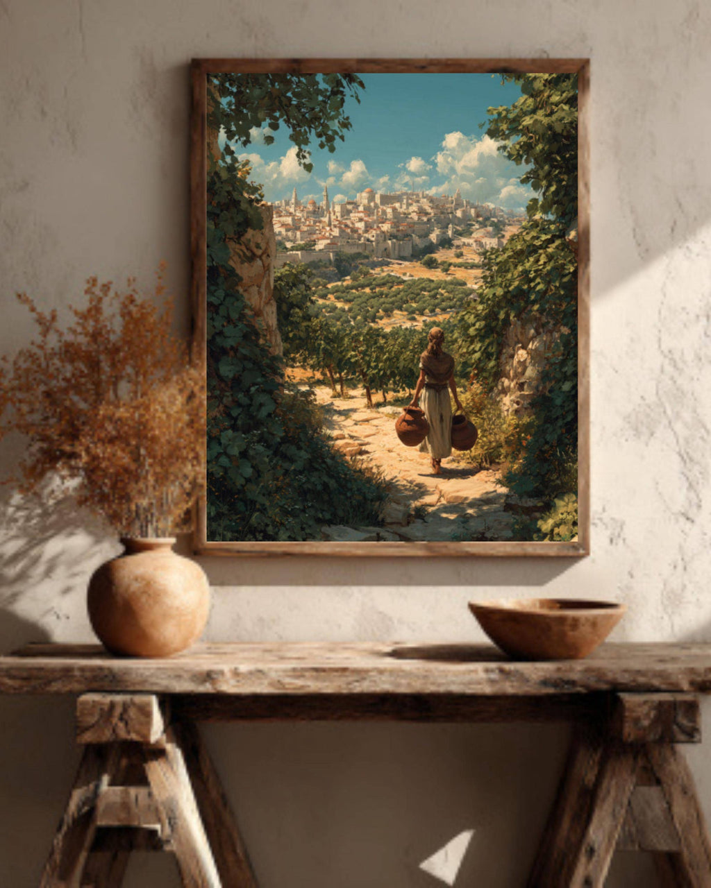 Ancient Jerusalem Canvas Art  Biblical Israelite Woman, Vineyard Scene