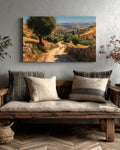 Ancient Jerusalem Hills Oil Painting  Winding Road with Sheep & Donkeys, Rustic Countryside Wall Art Canvas or Framed Print