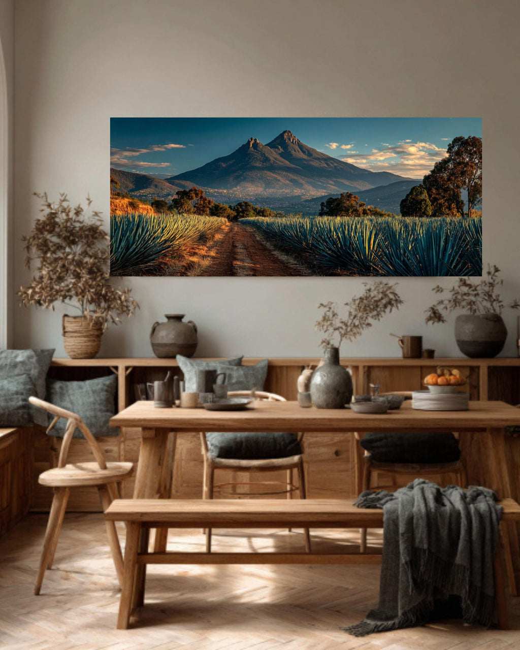 Agave Field Mexico Canvas Art  Tequila Hill Landscape, Rustic Desert Print