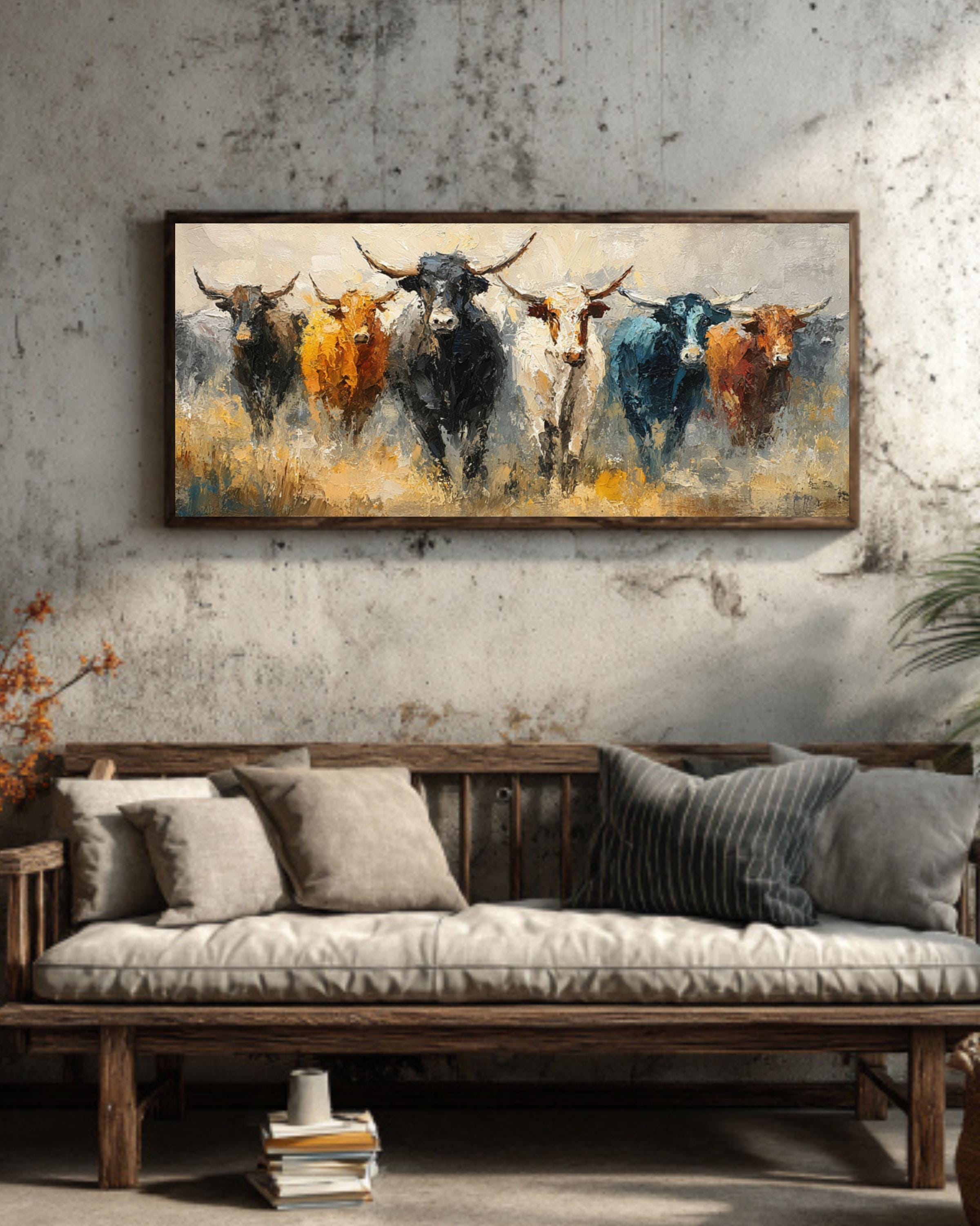 Abstract Cow Canvas Print  Impasto Farmhouse Wall Decor