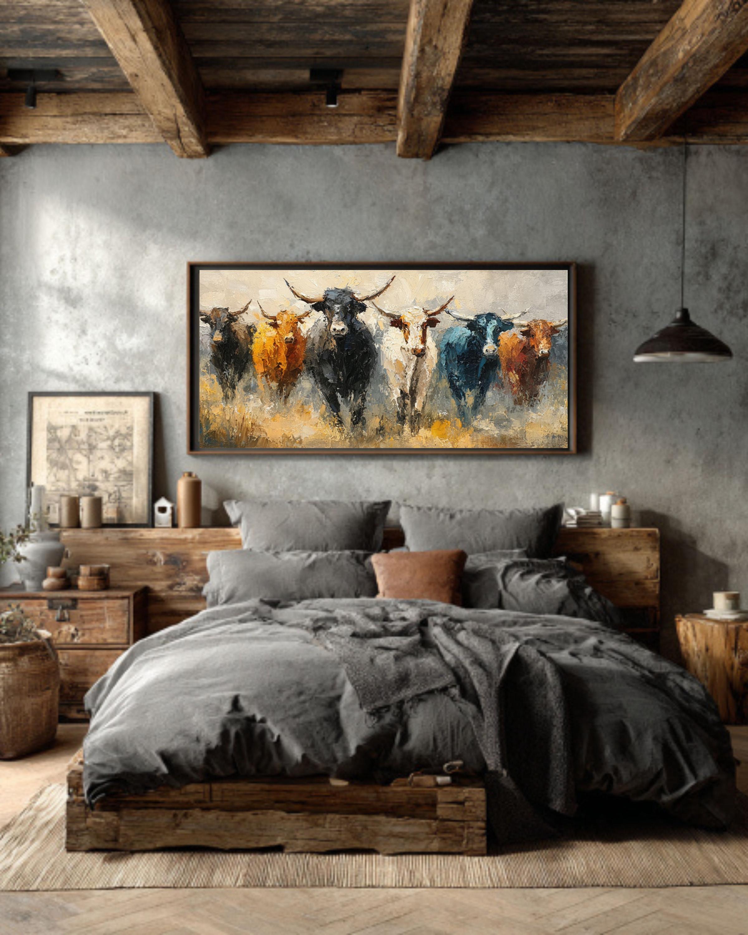 Abstract Cow Canvas Print  Impasto Farmhouse Wall Decor