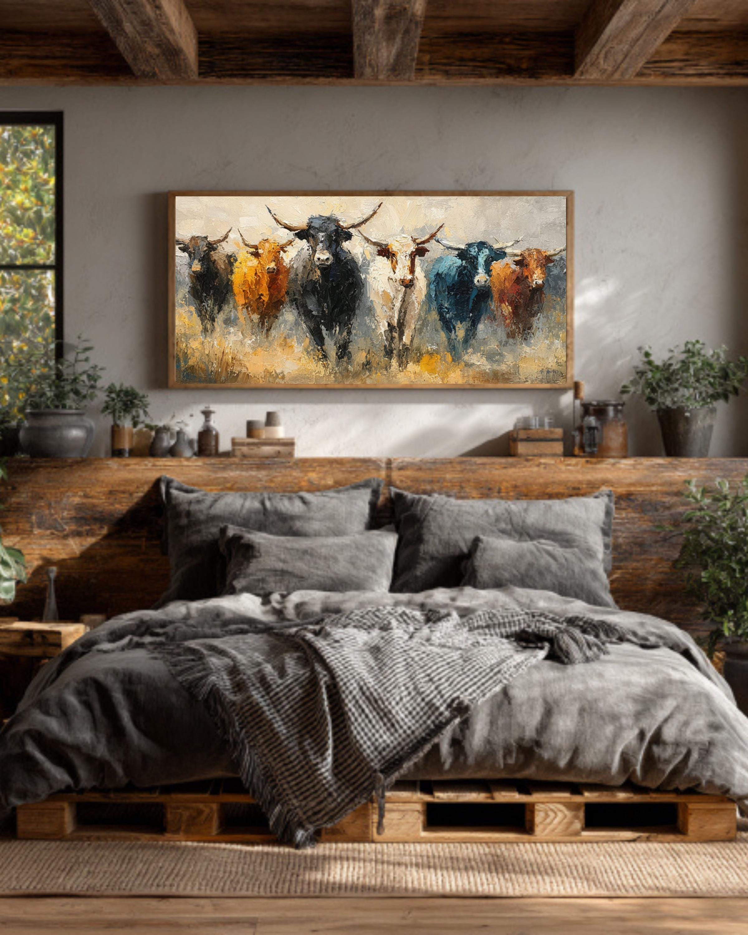 Abstract Cow Canvas Print  Impasto Farmhouse Wall Decor