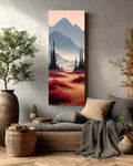 Alaskan Autumn Watercolor Canvas Art  Serene Mountain Landscape