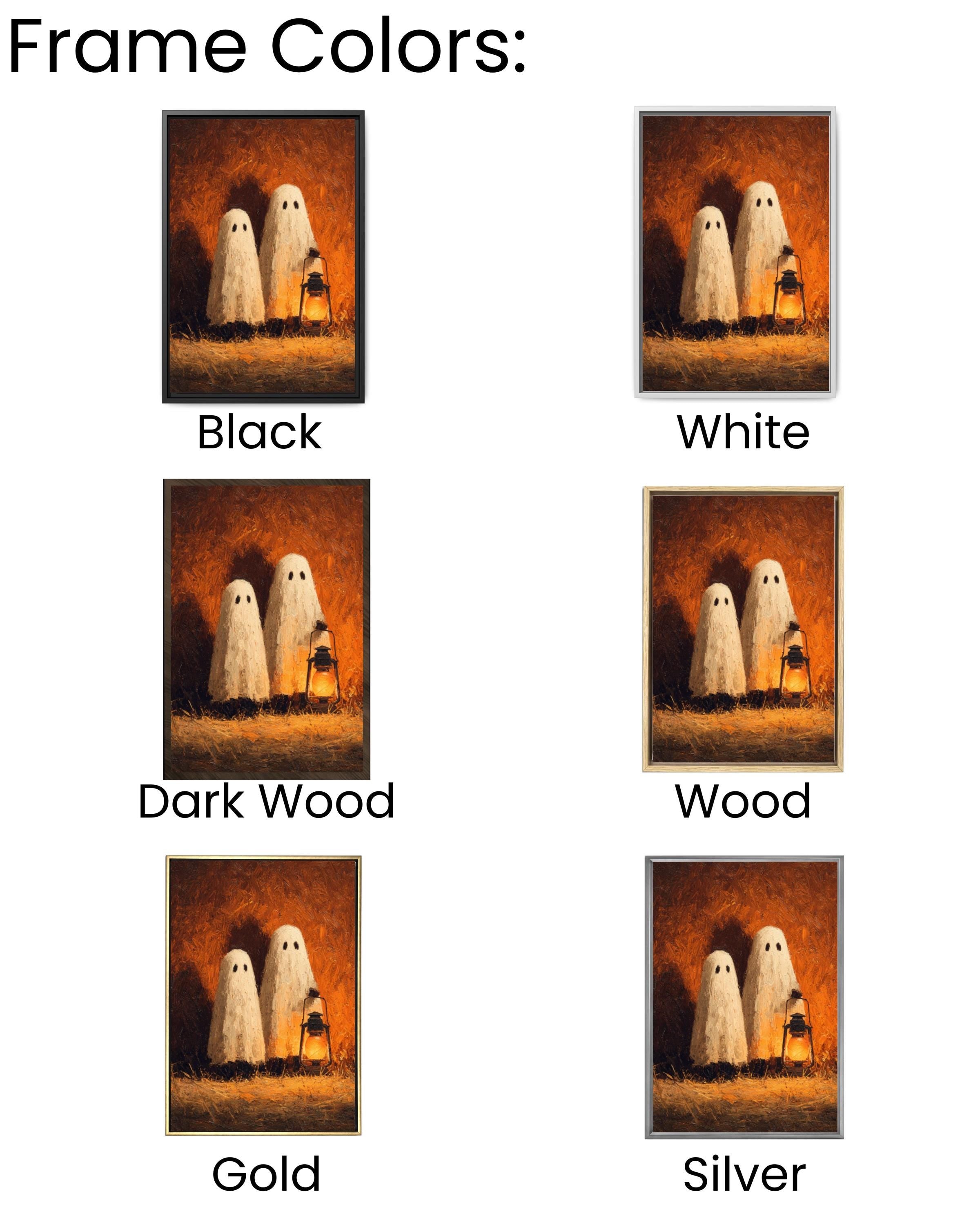 Lantern Ghosts Pumpkin Art  Warm Autumn Glow, Rustic Hayfield Halloween Scene, Poster/Canvas/Framed Canvas