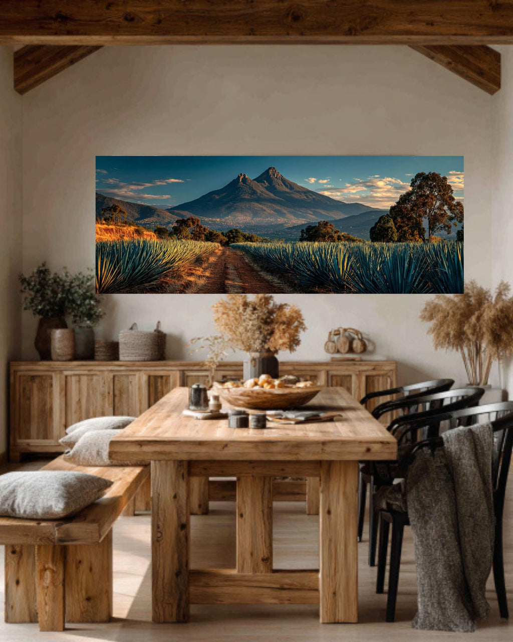 Agave Field Mexico Canvas Art  Tequila Hill Landscape, Rustic Desert Print