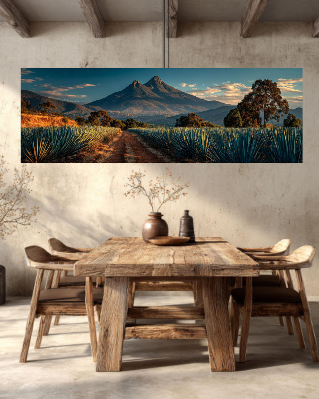 Agave Field Mexico Canvas Art  Tequila Hill Landscape, Rustic Desert Print