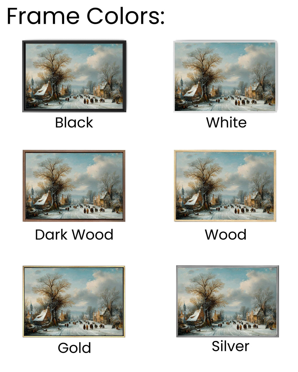 Snowy Tree Lined Road Painting  Winter Wanderers Landscape, Rustic Cabin Style Decor, Canvas/Framed/Poster