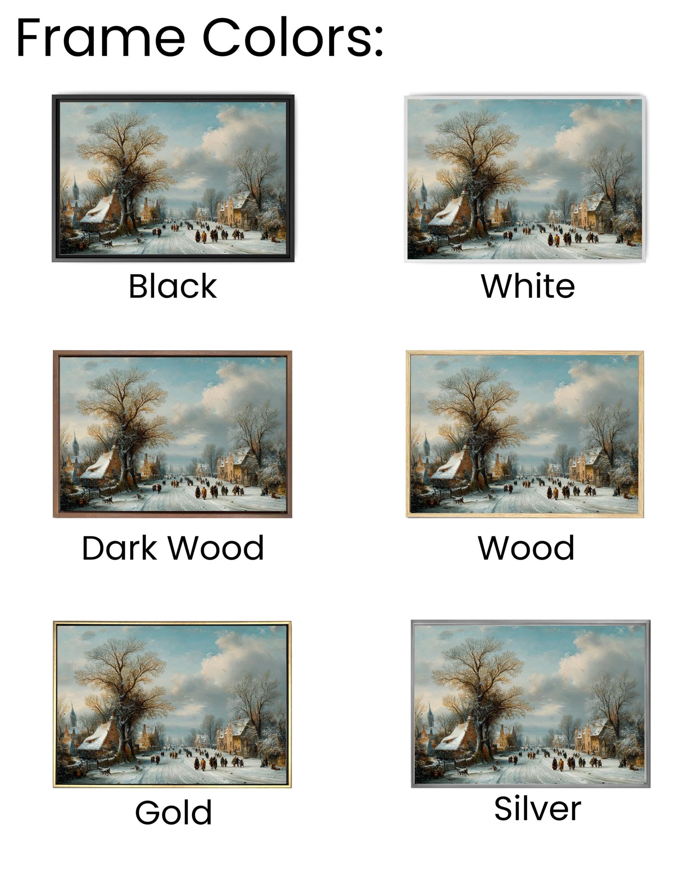 Snowy Tree Lined Road Painting  Winter Wanderers Landscape, Rustic Cabin Style Decor, Canvas/Framed/Poster